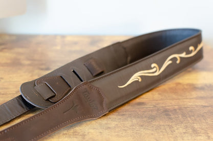 Taylor Spring Vine Strap Koa Series  - Chocolate Brown Leather Guitar Strap 2.5" (4124-25)