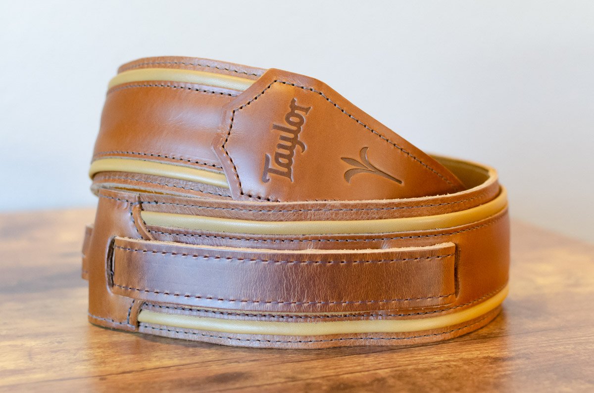 Taylor Spring Vine Strap Koa Series - Dark Brown/Butterscotch/Distressed Brown Leather Guitar Strap 2.5" (4123-25)