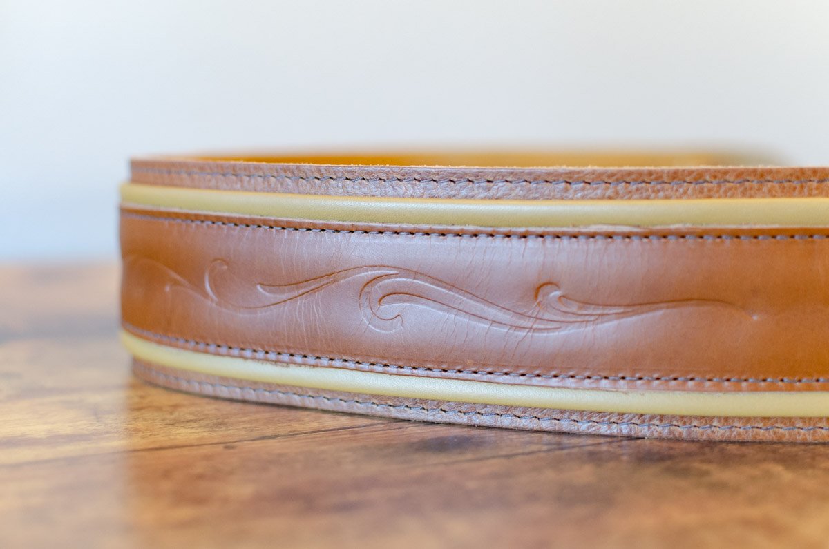 Taylor Spring Vine Strap Koa Series - Dark Brown/Butterscotch/Distressed Brown Leather Guitar Strap 2.5" (4123-25)