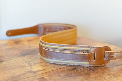Taylor Spring Vine Strap Koa Series - Dark Brown/Butterscotch/Distressed Brown Leather Guitar Strap 2.5" (4123-25)