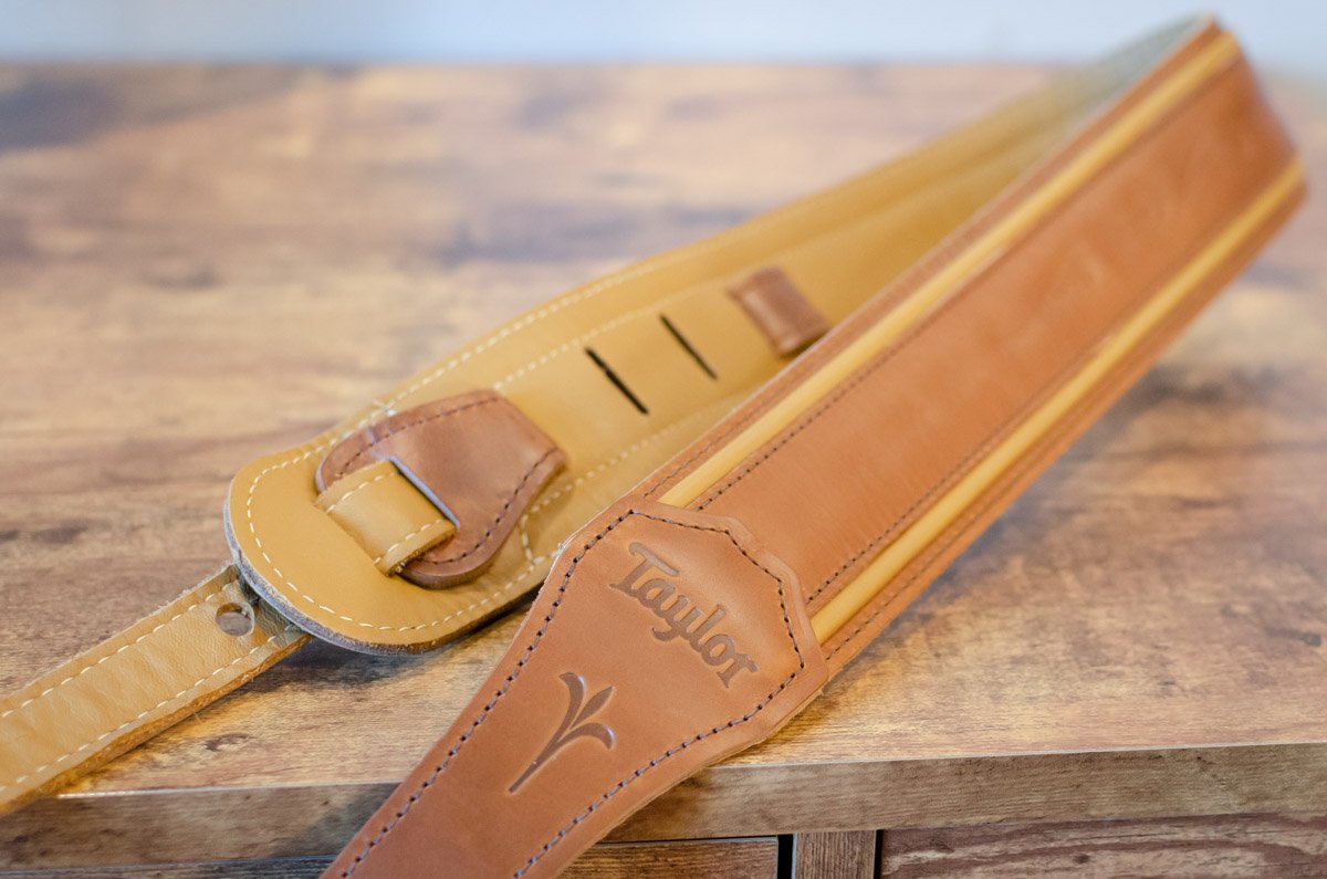Taylor Spring Vine Strap Koa Series - Dark Brown/Butterscotch/Distressed Brown Leather Guitar Strap 2.5" (4123-25)
