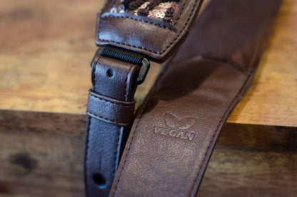 Taylor Strap Vegan Leather Guitar Strap - Chocolate Brown Sequins 2.25" (4204-22) - Floor Model