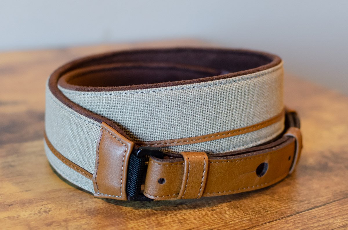Taylor Vegan Leather Guitar Strap - Tan with Natural Textile Trim  2.5" (4203-25) - Floor Model