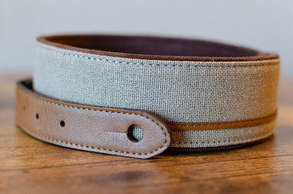 Taylor Vegan Leather Guitar Strap - Tan with Natural Textile Trim  2.5" (4203-25) - Floor Model
