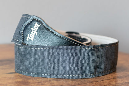 Taylor Vegan Leather Guitar Strap - Herringbone Hemp Cotton - Black(Discontinued)