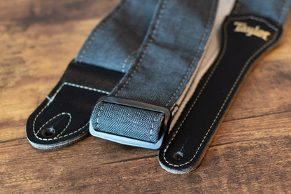 Taylor Vegan Leather Guitar Strap - Herringbone Hemp Cotton - Black(Discontinued)