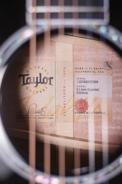 Taylor 614ce Special Edition Grand Auditorium Acoustic/Electric Guitar - Gaslamp Black with Hardshell Case